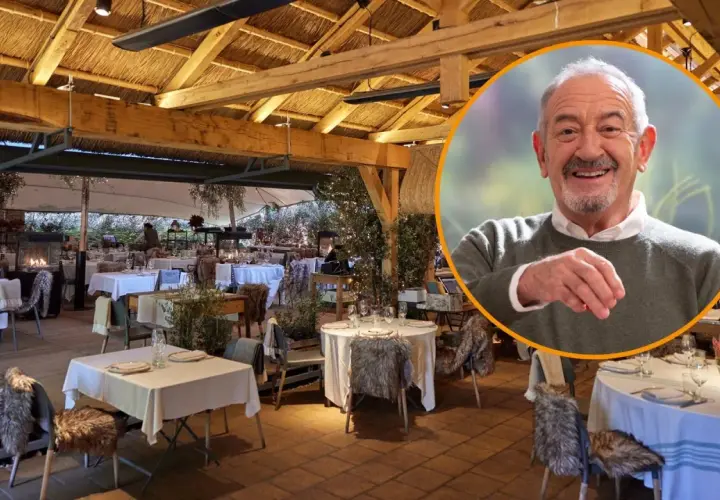 Fotos de restaurante Filandón con mesas puestas y un hombre sonriente en un círculo.