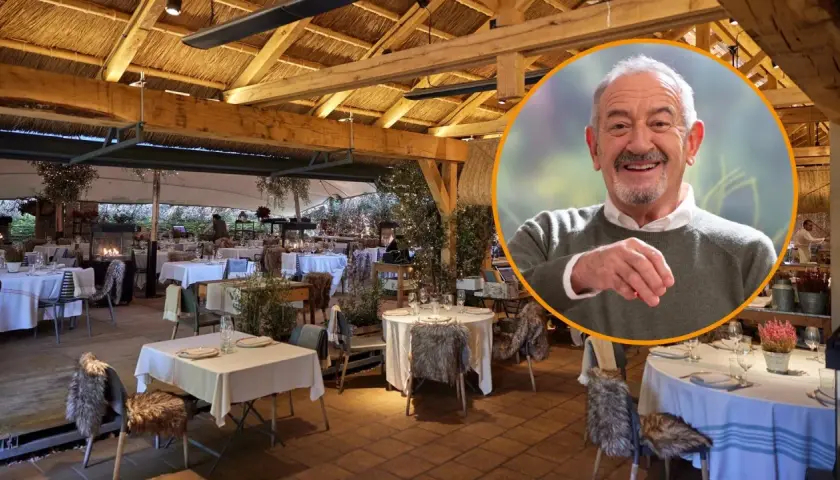 Fotos de restaurante Filandón con mesas puestas y un hombre sonriente en un círculo.
