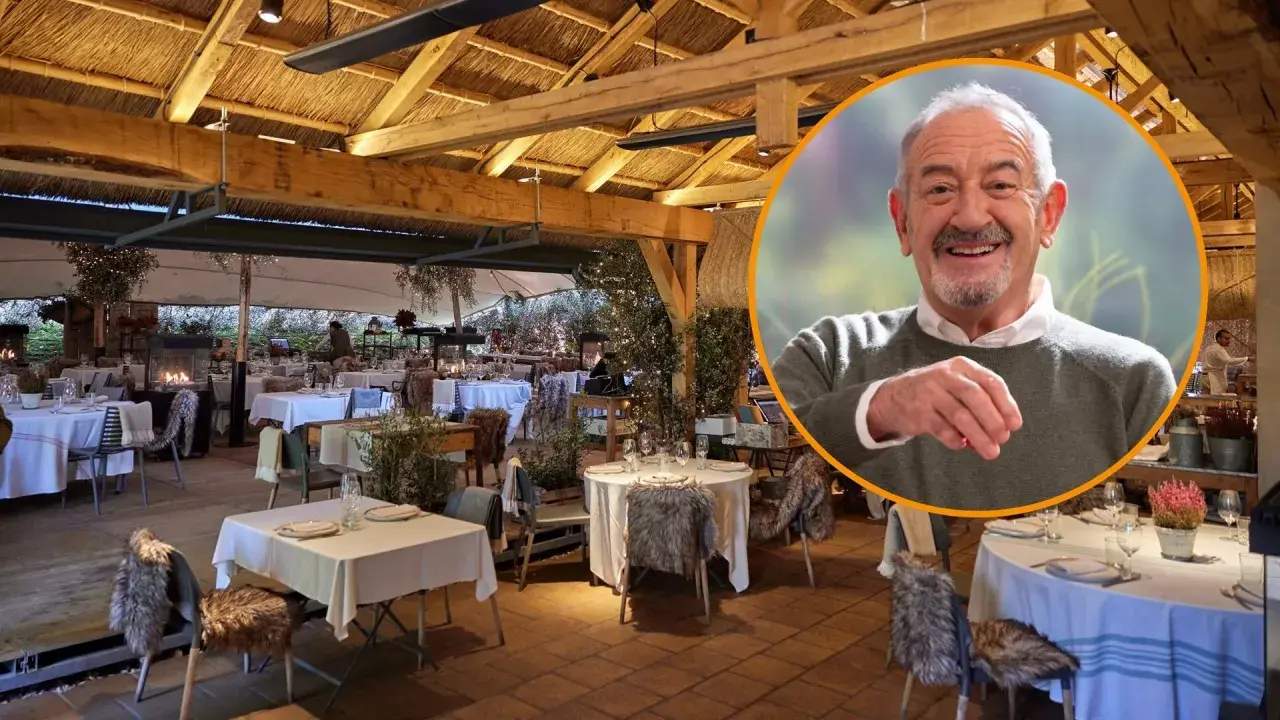 Fotos de restaurante Filandón con mesas puestas y un hombre sonriente en un círculo.